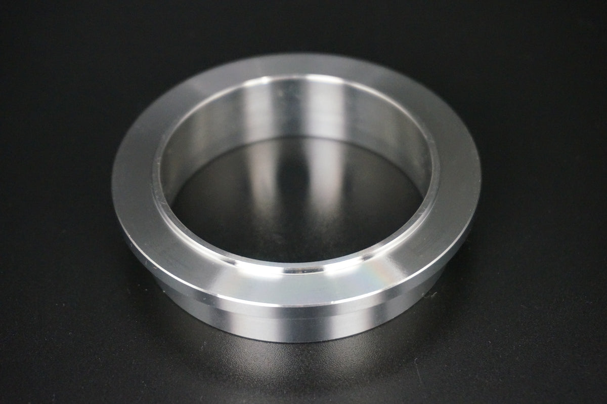 Garrett V-band turbine inlet flange 76mm OD, machined 304 stainless, V-band lip