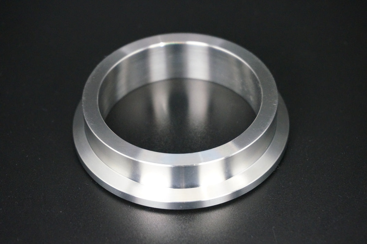 Garrett V-band turbine inlet flange 76mm OD, machined 304 stainless, spigot side